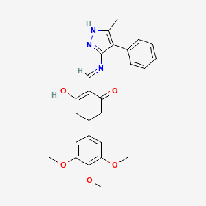 2-{[(3-methyl-4-phenyl-1H-pyrazol-5-yl)amino]methylidene}-5-(3,4,5-trimethoxyphenyl)cyclohexane-1,3-dione