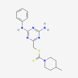 (4-Amino-6-anilino-1,3,5-triazin-2-yl)methyl 4-methylpiperidine-1-carbodithioate