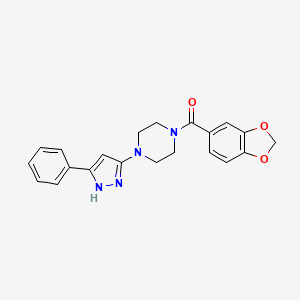 benzo[d][1,3]dioxol-5-yl(4-(3-phenyl-1H-pyrazol-5-yl)piperazin-1-yl)methanone