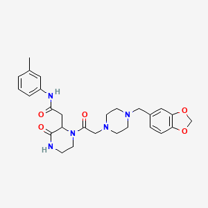 2-(1-{[4-(1,3-benzodioxol-5-ylmethyl)piperazin-1-yl]acetyl}-3-oxopiperazin-2-yl)-N-(3-methylphenyl)acetamide