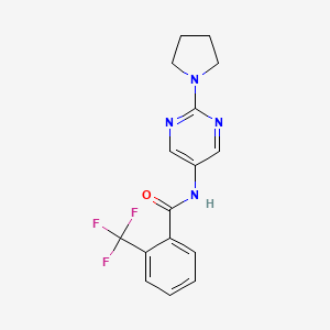 molecular formula C16H15F3N4O B11191864 N-[2-(Pyrrolidin-1-YL)pyrimidin-5-YL]-2-(trifluoromethyl)benzamide 