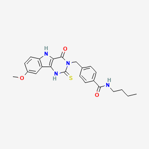 molecular formula C23H24N4O3S B11191872 N-butyl-4-[(8-methoxy-4-oxo-2-thioxo-1,2,4,5-tetrahydro-3H-pyrimido[5,4-b]indol-3-yl)methyl]benzamide 