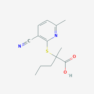 2-[(3-Cyano-6-methylpyridin-2-yl)sulfanyl]-2-methylpentanoic acid