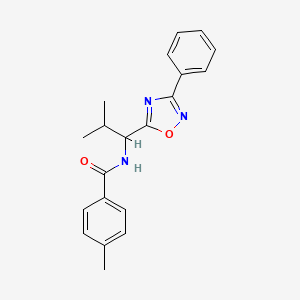 4-methyl-N-[2-methyl-1-(3-phenyl-1,2,4-oxadiazol-5-yl)propyl]benzamide