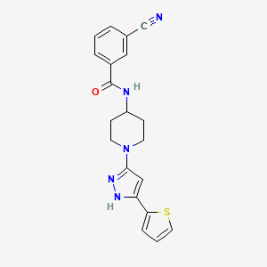 3-Cyano-N-{1-[3-(thiophen-2-YL)-1H-pyrazol-5-YL]piperidin-4-YL}benzamide