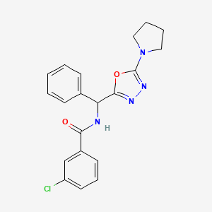 3-Chloro-N-{phenyl[5-(pyrrolidin-1-YL)-1,3,4-oxadiazol-2-YL]methyl}benzamide