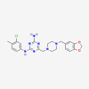 6-{[4-(1,3-benzodioxol-5-ylmethyl)piperazin-1-yl]methyl}-N-(3-chloro-4-methylphenyl)-1,3,5-triazine-2,4-diamine