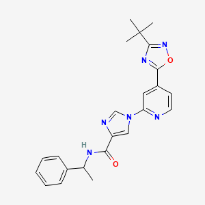 molecular formula C23H24N6O2 B11192192 1-[4-(3-tert-butyl-1,2,4-oxadiazol-5-yl)pyridin-2-yl]-N-(1-phenylethyl)-1H-imidazole-4-carboxamide 