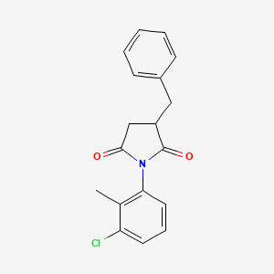 molecular formula C18H16ClNO2 B11192260 3-Benzyl-1-(3-chloro-2-methylphenyl)pyrrolidine-2,5-dione 