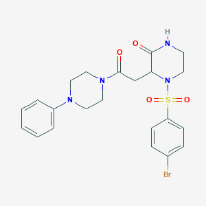 molecular formula C22H25BrN4O4S B11192304 4-[(4-Bromophenyl)sulfonyl]-3-[2-oxo-2-(4-phenylpiperazin-1-yl)ethyl]piperazin-2-one 