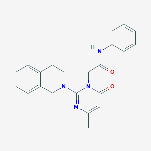 molecular formula C23H24N4O2 B11192379 2-[2-(3,4-dihydroisoquinolin-2(1H)-yl)-4-methyl-6-oxopyrimidin-1(6H)-yl]-N-(2-methylphenyl)acetamide 