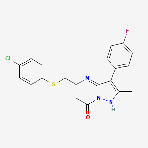 5-{[(4-chlorophenyl)sulfanyl]methyl}-3-(4-fluorophenyl)-2-methylpyrazolo[1,5-a]pyrimidin-7(4H)-one