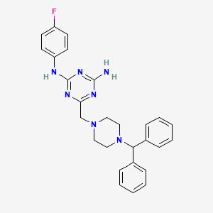 molecular formula C27H28FN7 B11192439 6-{[4-(diphenylmethyl)piperazin-1-yl]methyl}-N-(4-fluorophenyl)-1,3,5-triazine-2,4-diamine 