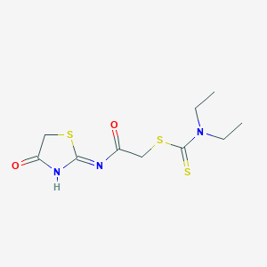 2-Oxo-2-((4-oxo-4,5-dihydro-1,3-thiazol-2-yl)amino)ethyl diethyldithiocarbamate