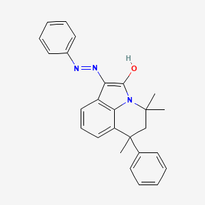 molecular formula C26H25N3O B11192463 (1E)-4,4,6-trimethyl-6-phenyl-1-(2-phenylhydrazinylidene)-5,6-dihydro-4H-pyrrolo[3,2,1-ij]quinolin-2(1H)-one 