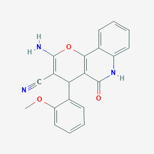 molecular formula C20H15N3O3 B11192488 2-amino-4-(2-methoxyphenyl)-5-oxo-5,6-dihydro-4H-pyrano[3,2-c]quinoline-3-carbonitrile 