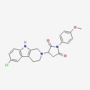 molecular formula C22H20ClN3O3 B11192576 3-(6-chloro-1,3,4,9-tetrahydro-2H-beta-carbolin-2-yl)-1-(4-methoxyphenyl)pyrrolidine-2,5-dione 