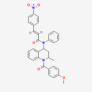 molecular formula C33H29N3O5 B11192655 (2E)-N-{1-[(4-methoxyphenyl)carbonyl]-2-methyl-1,2,3,4-tetrahydroquinolin-4-yl}-3-(4-nitrophenyl)-N-phenylprop-2-enamide 