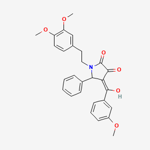 molecular formula C28H27NO6 B11192658 1-[2-(3,4-dimethoxyphenyl)ethyl]-3-hydroxy-4-[(3-methoxyphenyl)carbonyl]-5-phenyl-1,5-dihydro-2H-pyrrol-2-one 