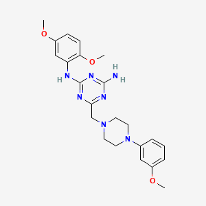 molecular formula C23H29N7O3 B11192807 N-(2,5-dimethoxyphenyl)-6-{[4-(3-methoxyphenyl)piperazin-1-yl]methyl}-1,3,5-triazine-2,4-diamine 