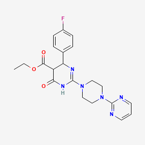 molecular formula C21H23FN6O3 B11192825 Ethyl 6-(4-fluorophenyl)-4-oxo-2-[4-(pyrimidin-2-yl)piperazin-1-yl]-1,4,5,6-tetrahydropyrimidine-5-carboxylate 