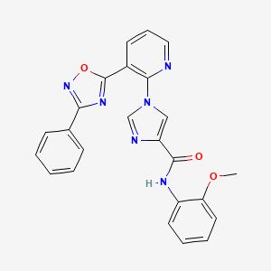 molecular formula C24H18N6O3 B11192863 N-(2-Methoxyphenyl)-1-[3-(3-phenyl-1,2,4-oxadiazol-5-YL)pyridin-2-YL]-1H-imidazole-4-carboxamide 