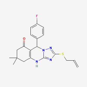 molecular formula C20H21FN4OS B11192874 9-(4-fluorophenyl)-6,6-dimethyl-2-(prop-2-en-1-ylsulfanyl)-5,6,7,9-tetrahydro[1,2,4]triazolo[5,1-b]quinazolin-8(4H)-one 