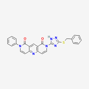 molecular formula C26H18N6O2S B11192891 2-[3-(benzylsulfanyl)-1H-1,2,4-triazol-5-yl]-8-phenylpyrido[4,3-b][1,6]naphthyridine-1,9(2H,8H)-dione 