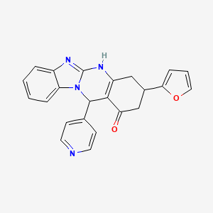 molecular formula C23H18N4O2 B11192948 3-(furan-2-yl)-12-(pyridin-4-yl)-3,4,5,12-tetrahydrobenzimidazo[2,1-b]quinazolin-1(2H)-one 