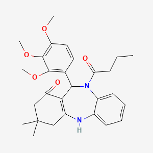 10-butyryl-3,3-dimethyl-11-(2,3,4-trimethoxyphenyl)-2,3,4,5,10,11-hexahydro-1H-dibenzo[b,e][1,4]diazepin-1-one