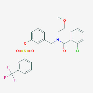 molecular formula C24H21ClF3NO5S B11193007 3-[[(2-Chlorobenzoyl)(2-methoxyethyl)amino]methyl]phenyl 3-(trifluoromethyl)benzenesulfonate CAS No. 853097-48-0