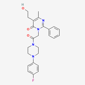 molecular formula C25H27FN4O3 B11193040 3-{2-[4-(4-fluorophenyl)piperazin-1-yl]-2-oxoethyl}-5-(2-hydroxyethyl)-6-methyl-2-phenylpyrimidin-4(3H)-one 