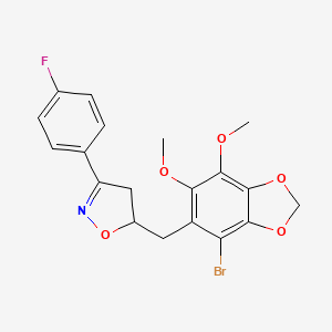 5-[(4-Bromo-6,7-dimethoxy-1,3-benzodioxol-5-yl)methyl]-3-(4-fluorophenyl)-4,5-dihydro-1,2-oxazole