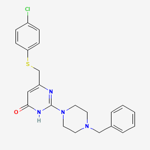 molecular formula C22H23ClN4OS B11193131 2-(4-benzylpiperazin-1-yl)-6-{[(4-chlorophenyl)sulfanyl]methyl}pyrimidin-4(3H)-one 