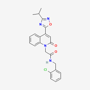 molecular formula C23H21ClN4O3 B11193172 N-(2-chlorobenzyl)-2-{2-oxo-4-[3-(propan-2-yl)-1,2,4-oxadiazol-5-yl]quinolin-1(2H)-yl}acetamide 