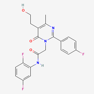 molecular formula C21H18F3N3O3 B11193250 N-(2,5-difluorophenyl)-2-[2-(4-fluorophenyl)-5-(2-hydroxyethyl)-4-methyl-6-oxopyrimidin-1(6H)-yl]acetamide 