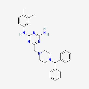 N-(3,4-dimethylphenyl)-6-{[4-(diphenylmethyl)piperazin-1-yl]methyl}-1,3,5-triazine-2,4-diamine