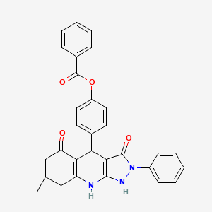 4-(3-hydroxy-7,7-dimethyl-5-oxo-2-phenyl-4,5,6,7,8,9-hexahydro-2H-pyrazolo[3,4-b]quinolin-4-yl)phenyl benzoate