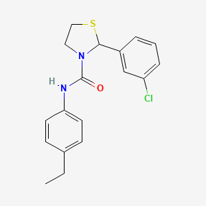 molecular formula C18H19ClN2OS B11193328 2-(3-chlorophenyl)-N-(4-ethylphenyl)-1,3-thiazolidine-3-carboxamide 