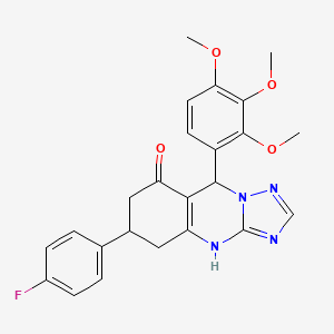 molecular formula C24H23FN4O4 B11193344 6-(4-fluorophenyl)-9-(2,3,4-trimethoxyphenyl)-5,6,7,9-tetrahydro[1,2,4]triazolo[5,1-b]quinazolin-8(4H)-one 