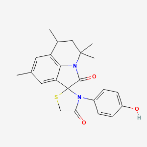 molecular formula C23H24N2O3S B11193356 3'-(4-hydroxyphenyl)-4,4,6,8-tetramethyl-5,6-dihydro-4H,4'H-spiro[pyrrolo[3,2,1-ij]quinoline-1,2'-[1,3]thiazolidine]-2,4'-dione 