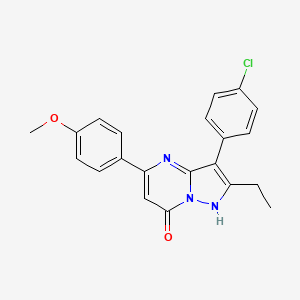 molecular formula C21H18ClN3O2 B11193363 3-(4-chlorophenyl)-2-ethyl-5-(4-methoxyphenyl)pyrazolo[1,5-a]pyrimidin-7(4H)-one 