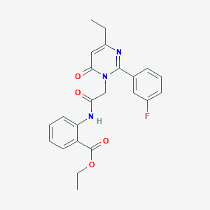 ethyl 2-({[4-ethyl-2-(3-fluorophenyl)-6-oxopyrimidin-1(6H)-yl]acetyl}amino)benzoate