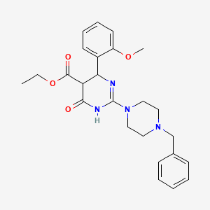 Ethyl 2-(4-benzylpiperazin-1-yl)-6-(2-methoxyphenyl)-4-oxo-1,4,5,6-tetrahydropyrimidine-5-carboxylate