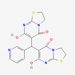 molecular formula C18H15N5O4S2 B11193454 6,6'-(pyridin-3-ylmethanediyl)bis(7-hydroxy-2,3-dihydro-5H-[1,3]thiazolo[3,2-a]pyrimidin-5-one) 