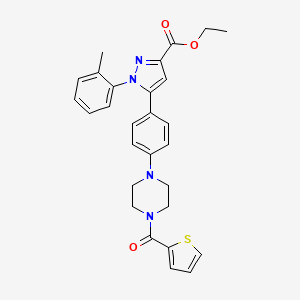 Ethyl 5-(4-(4-(thiophene-2-carbonyl)piperazin-1-yl)phenyl)-1-(o-tolyl)-1H-pyrazole-3-carboxylate