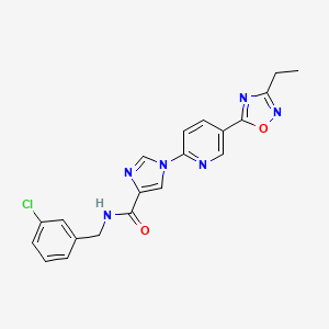 molecular formula C20H17ClN6O2 B11193566 N-(3-chlorobenzyl)-1-[5-(3-ethyl-1,2,4-oxadiazol-5-yl)pyridin-2-yl]-1H-imidazole-4-carboxamide 