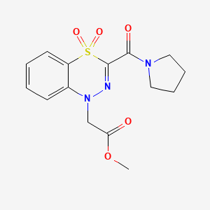 methyl 2-(4,4-dioxido-3-(pyrrolidine-1-carbonyl)-1H-benzo[e][1,3,4]thiadiazin-1-yl)acetate