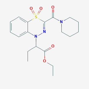 molecular formula C19H25N3O5S B11193681 ethyl 2-[4,4-dioxido-3-(piperidin-1-ylcarbonyl)-1H-4,1,2-benzothiadiazin-1-yl]butanoate 