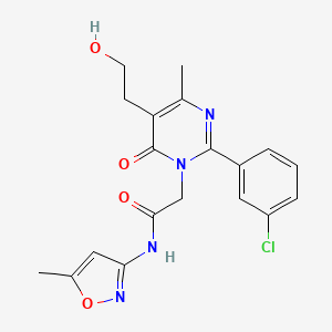 molecular formula C19H19ClN4O4 B11193701 2-[2-(3-chlorophenyl)-5-(2-hydroxyethyl)-4-methyl-6-oxopyrimidin-1(6H)-yl]-N-(5-methyl-1,2-oxazol-3-yl)acetamide 